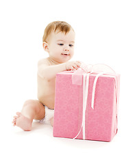 Image showing baby boy with big gift box