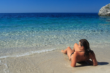 Image showing Pretty brunette in bikini