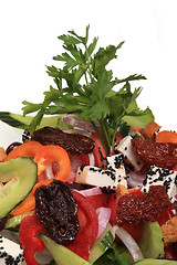 Image showing greek salad with tomato, cheese and olives