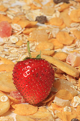 Image showing strawberry on muesli