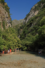 Image showing Landscape with mountains, forest and river