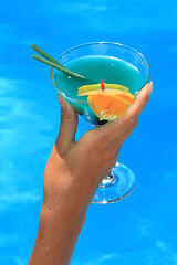 Image showing Fresh cocktail by the pool