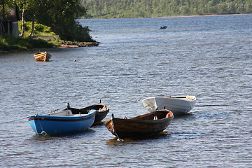 Image showing four row boats