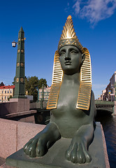 Image showing Egyptian bridge. Sphinx.