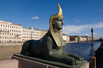 Image showing Egyptian bridge. Sphinx.