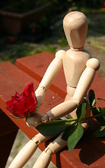 Image showing holding a red rose  for a loved one