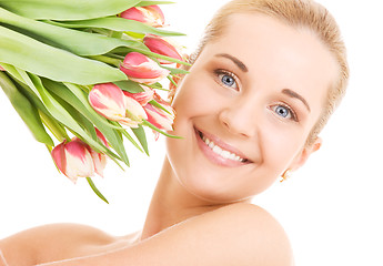 Image showing happy woman with flowers