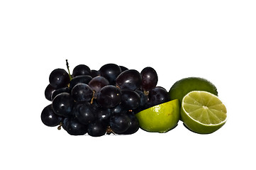 Image showing Blue grapes with lime