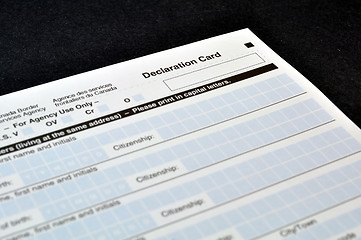 Image showing Customs declaration card