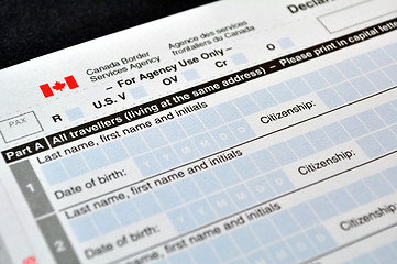 Image showing Customs declaration card