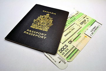 Image showing Passport and boarding pass