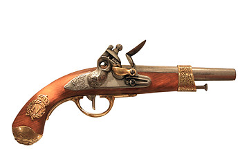 Image showing An antique flintlock pistol