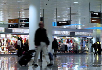 Image showing Walking in an airport