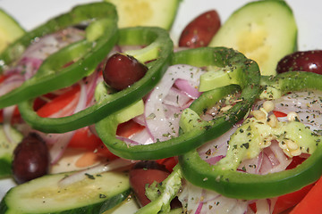 Image showing greek salad with tomato, cheese and olives