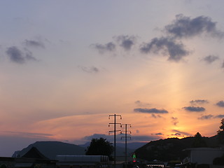 Image showing Sunset in mountains