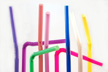 Image showing many color cocktail straws isolated on white