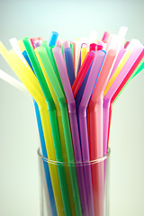 Image showing many color cocktail straws isolated on white