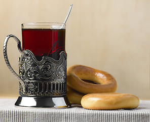 Image showing Tea and bread-rings