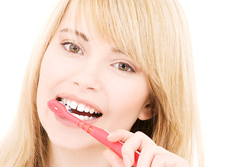 Image showing happy girl with toothbrush