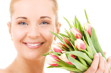 Image showing happy woman with flowers