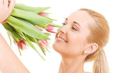 Image showing happy woman with flowers