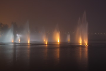 Image showing Fountains in the night