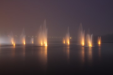 Image showing Fountains in the night