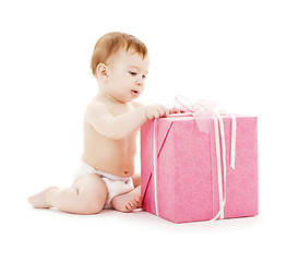 Image showing baby boy with big gift box