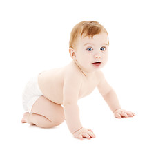 Image showing crawling baby boy in diaper