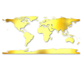 Image showing 3d Golden World Map