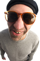 Image showing aging artist  distorted nose close up beret hat smiling happy  