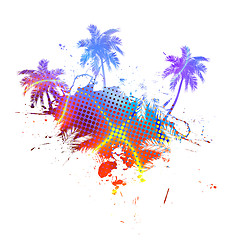 Image showing Colorful Palm Trees Grunge