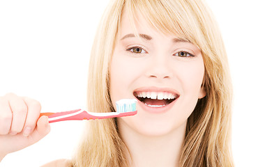 Image showing happy girl with toothbrush