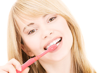 Image showing happy girl with toothbrush