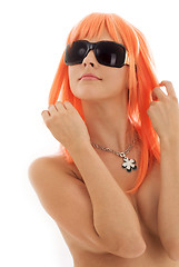 Image showing girl in shades with orange hair