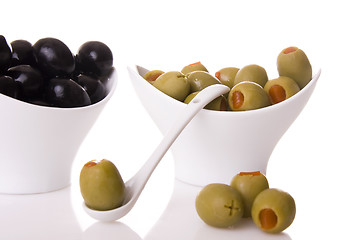 Image showing Green and Black Olives