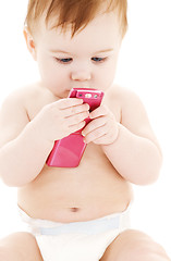 Image showing baby with cell phone