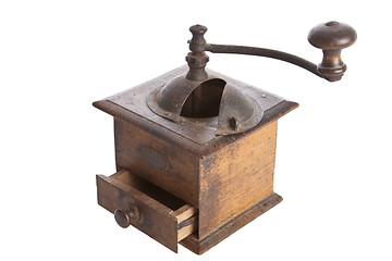 Image showing Old manual Coffee Grinder machine wooden made