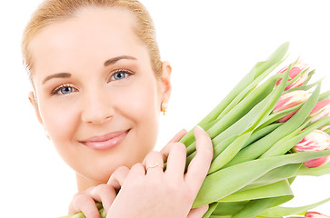 Image showing happy woman with flowers