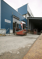 Image showing Loading dock and forklift