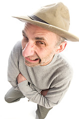 Image showing middle age man adventure hat fish eye view