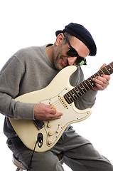 Image showing middle age man playing guitar musician