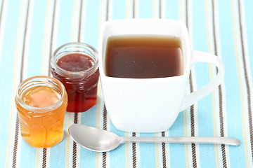 Image showing cup of tea with confiture