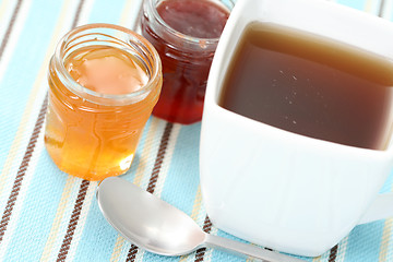 Image showing cup of tea with confiture