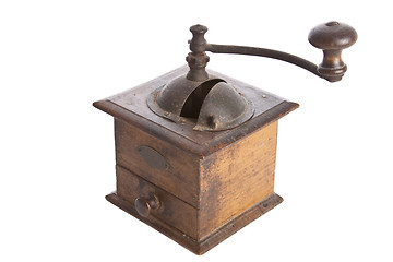 Image showing Old manual Coffee Grinder machine wooden made