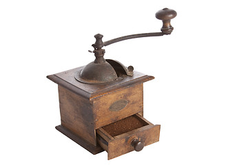 Image showing Old manual Coffee Grinder machine wooden made
