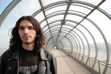 Image showing man in concentric tunnel