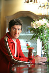 Image showing Man in Red with Goblet Red Mohito