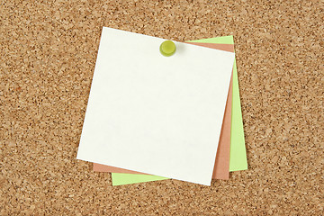 Image showing Post-it notes pinned to corkboard