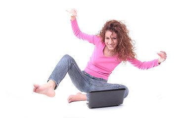 Image showing young woman using laptop